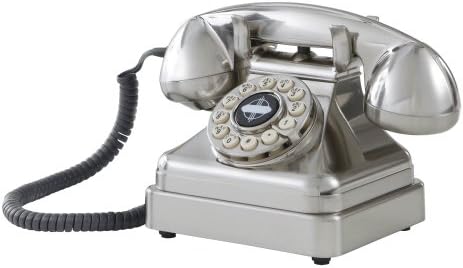Класически настолен телефон Crosley CR62-BC Kettle с кнопочной технология, Матиран Хром