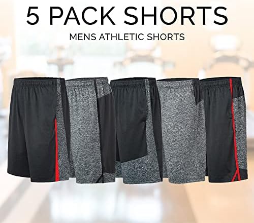 Спортни къси панталони за мъже - 5 опаковки на Мъжки спортни облекла, бързо съхнещи Баскетболни Шорти - Тренировка,