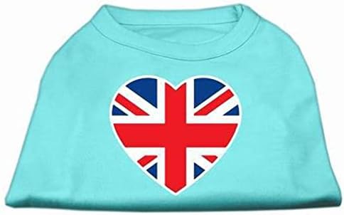 Тениска Mirage Pet Products с Трафаретным принтом във формата на Сърце с Британския Флаг, X-Small, Черен