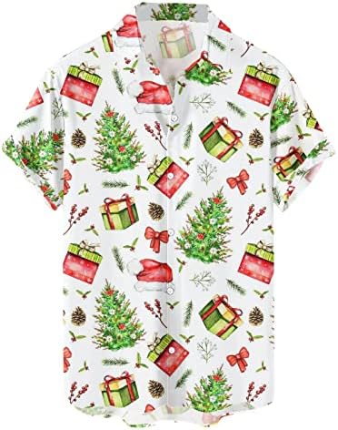 2023 Мъжки Коледна Тениска Дядо Коледа с 3D Дигитален Печат и Бутони С Ревери С Къс ръкав, Отгоре на Мъжки Ризи с Къс Ръкав