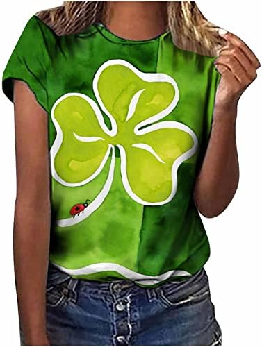 Ризи на Деня на Св. Патрик, Дамски Ежедневни Ризи С Шарките на Ирландската Детелина, Тениски С Шарени Щастлив