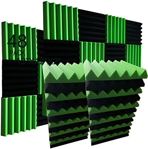 48 черно-Зелена Акустична Пенопластовая Панел, Клиновидная Студийная Звукоизоляционная фаянс 12 X 12 X 2