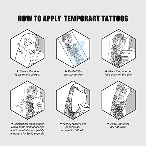 2 Листа Непромокаеми Временни Татуировки с дълъг срок на служба на половината от ръцете, Реалистични Етикети с Татуировка