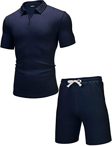 JoZorro Мъжки Ризи с къси ръкави и къси Панталони, Комплект, Спортен Костюм, Модни и Ежедневни Летни Дрехи